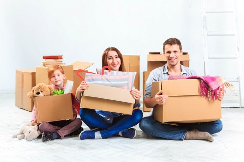 Local team moving desks and IT equipment from a Kennington office