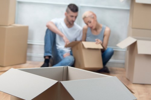Packed boxes and household items prepared for removal in Kennington