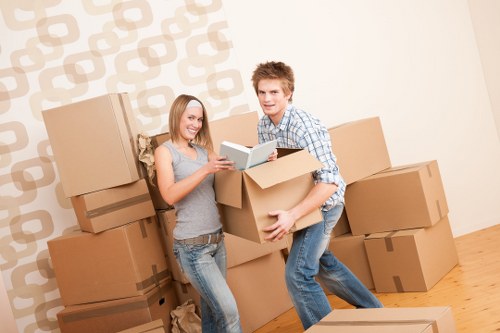 Professional team packing office equipment for relocation in Kennington